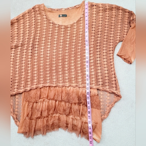 M Made in Italy Crochet Knit Silk Layered Tunic Top Boho Shabby Chic SZ Medium - Picture 6 of 11